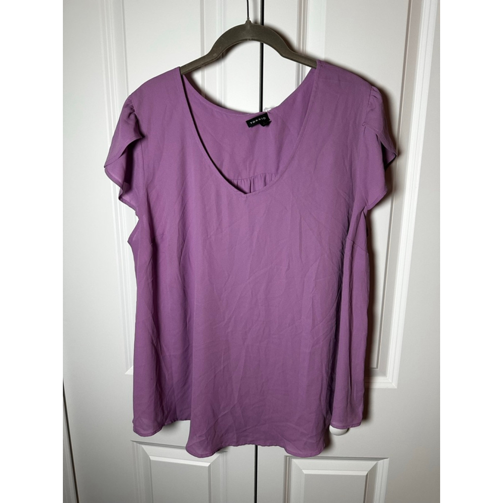 TORRID Plus 1X Purple V-Neck Blouse